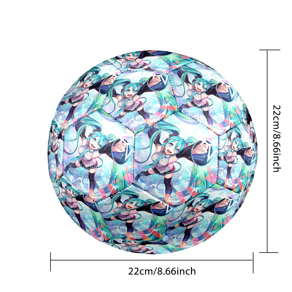 Miku Anime Indoor Soccer Ball Size 5 Colorful All Ages Machine Stitched PVC Competition Ready Durable High-Bounce