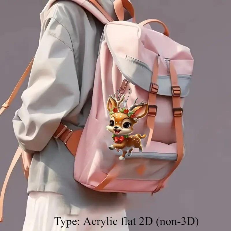 Christmas New Cute Deer Holiday Decoration Acrylic Flat Car Interior Rearview Mirror Decoration Pendant