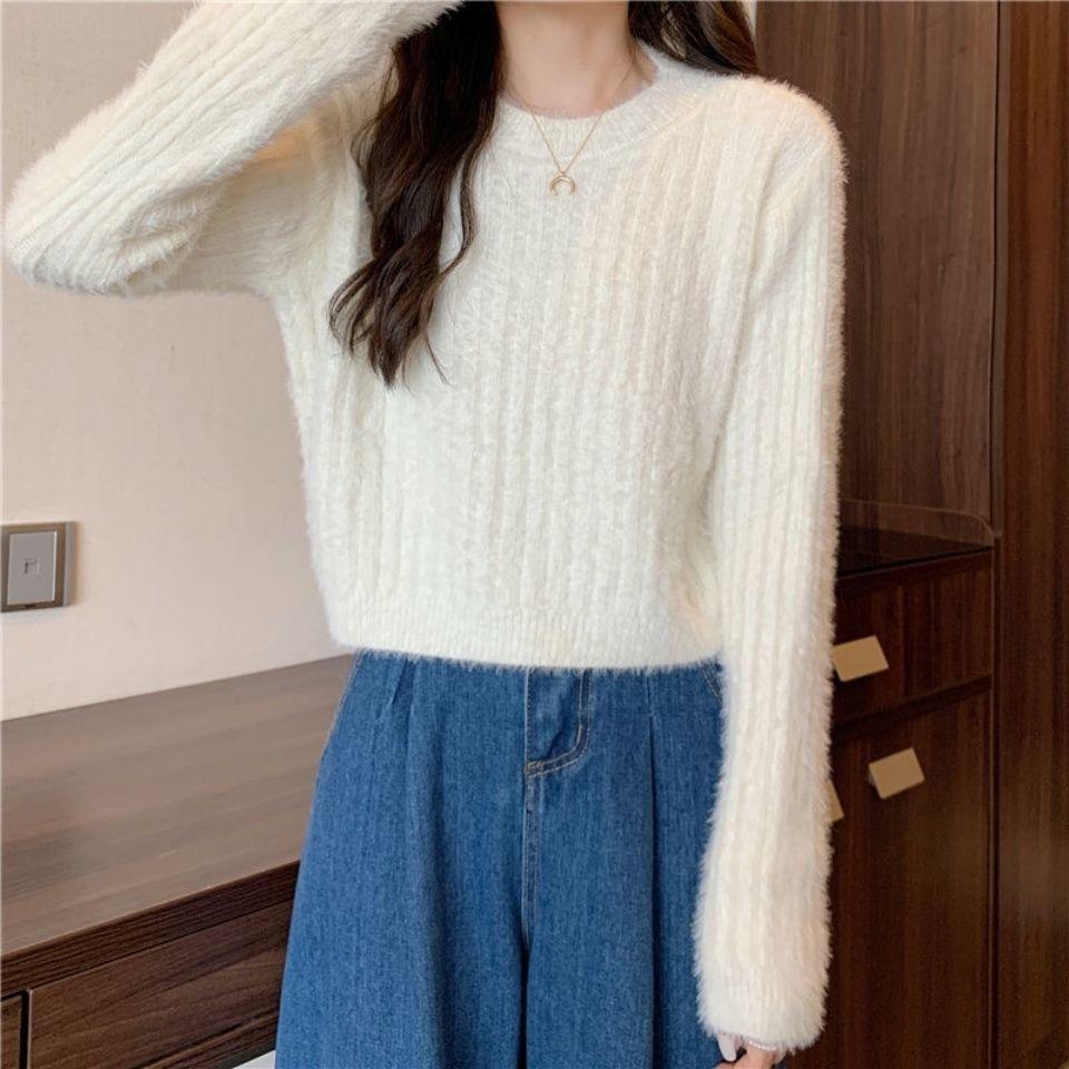 Early Spring Mink Sweater for Women Autumn and Winter Short Thickened Warm Pullover Sweater Ins Jumpers