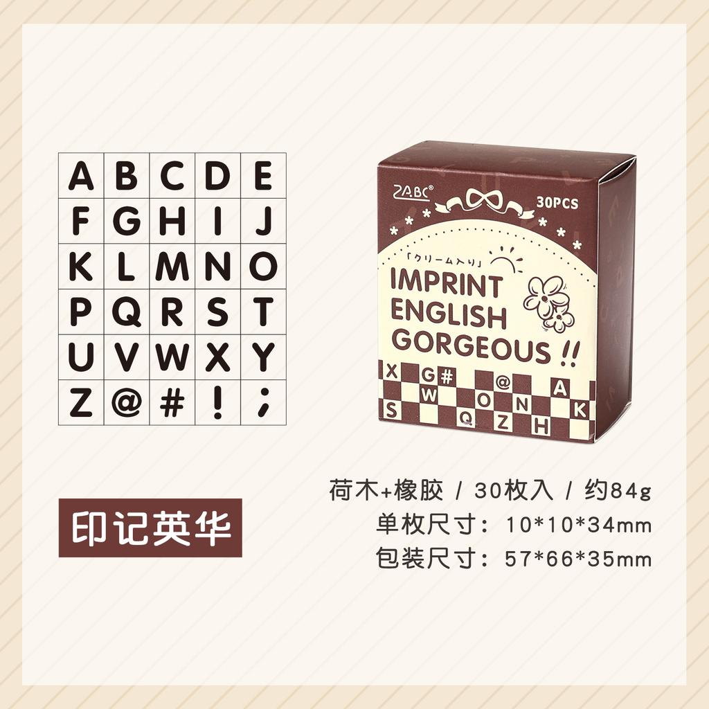 30 Peças Mini Carimbos de Madeira do Alfabeto Inglês Vintage, Selos DIY de Letras Maiúsculas, Suprimentos Artesanais para Journaling