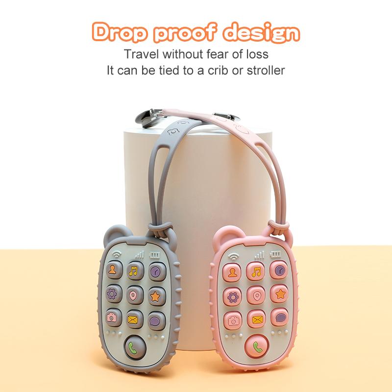 Baby Teether Mobile Phone Shape Silicone Teether Teething Toy Kids Sensory Educational Toy Baby Gift Set