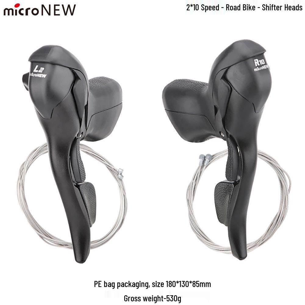MicroNew Dual Control Road Bike Shifters: 2/3-speed Front, 7/8/9/10/11-speed Rear Derailleurs.