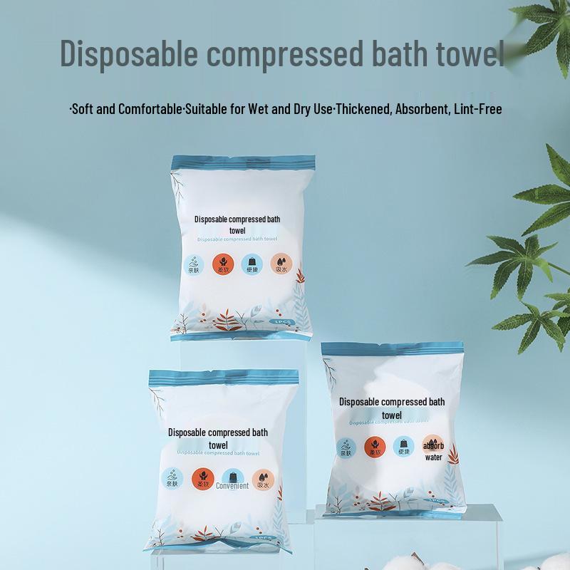Individually Wrapped Thickened Pure Cotton Compressed Bath Towels for Travel