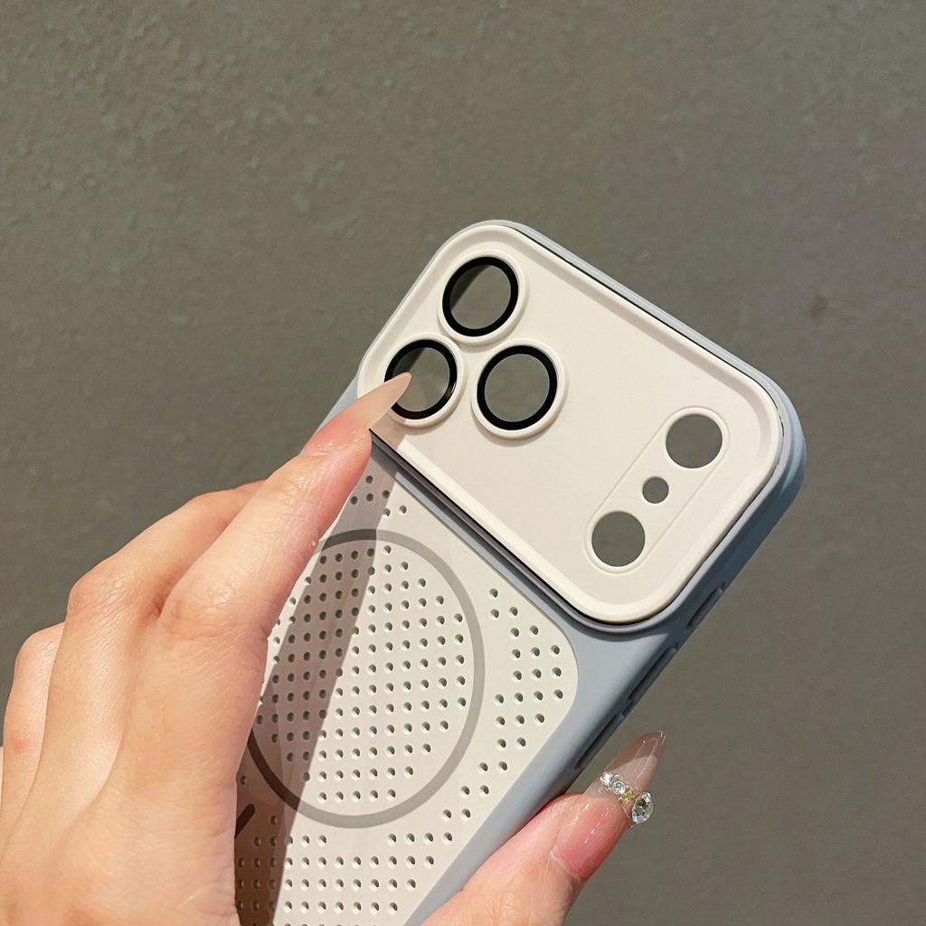 Applicable to Apple 17Promax mobile phone case Bee magnetic suction iPhone16PM mesh cooling 15Pro protective case