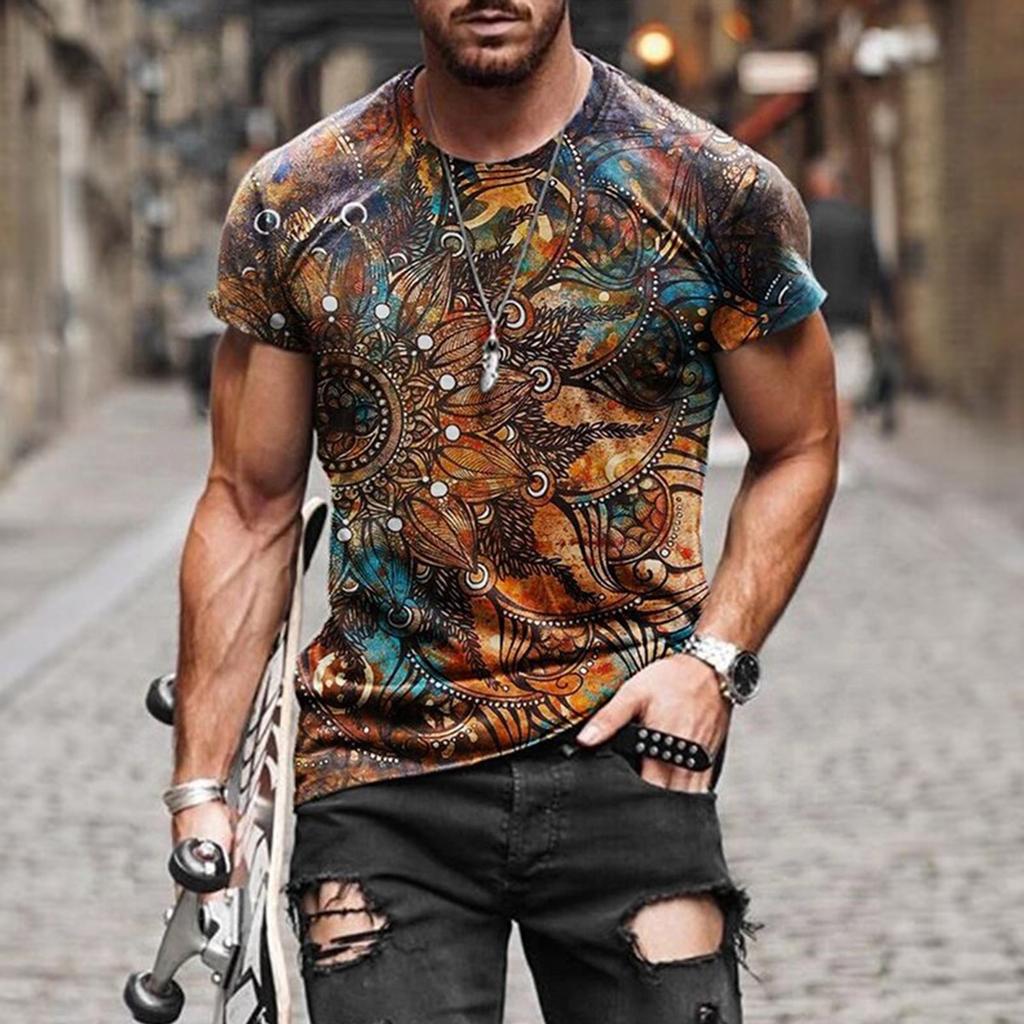 Plus Size Men Short Sleeve 3D Printed  Tops Tee T-Shirt Blouse