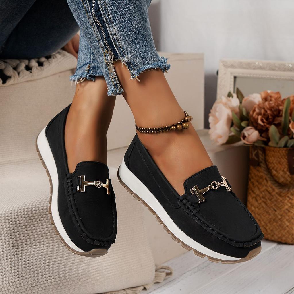 2025 autumn new fashionable and comfortable muffin platform casual single shoes non-slip soft-soled loafers one-pedal Doudou shoes