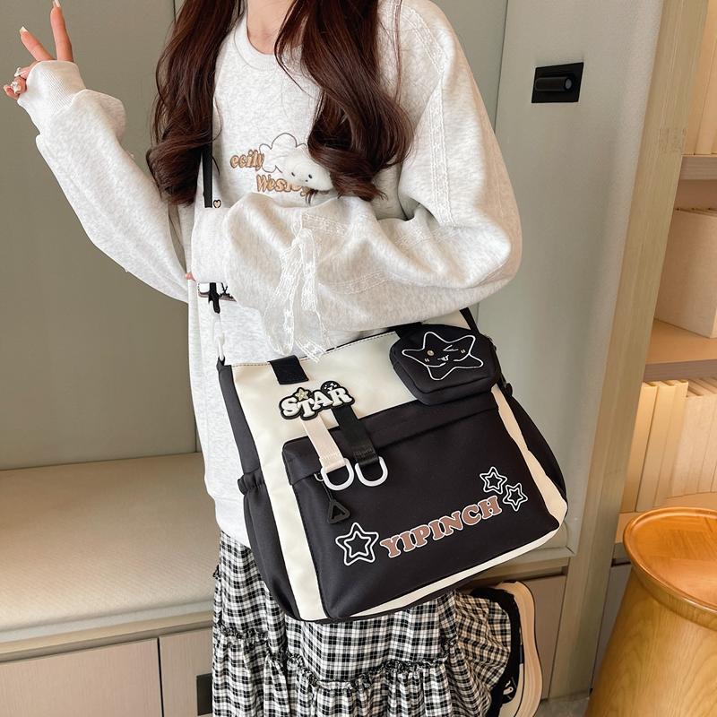 Kontrastní barva taška přes rameno pro studenty střední školy dámská crossbody taška studentská taška do třídy