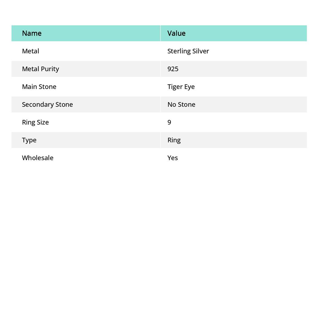 Natural Tiger Eye Gemstone Handmade 925 Sterling Silver Jewelry Ring Size 9 P8L54