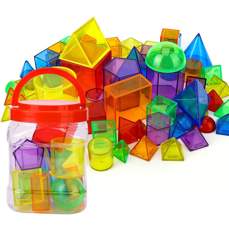 Transparent Building Blocks 10cm 3D Geometric Shapes Educational Toys for Early Cognitive Development