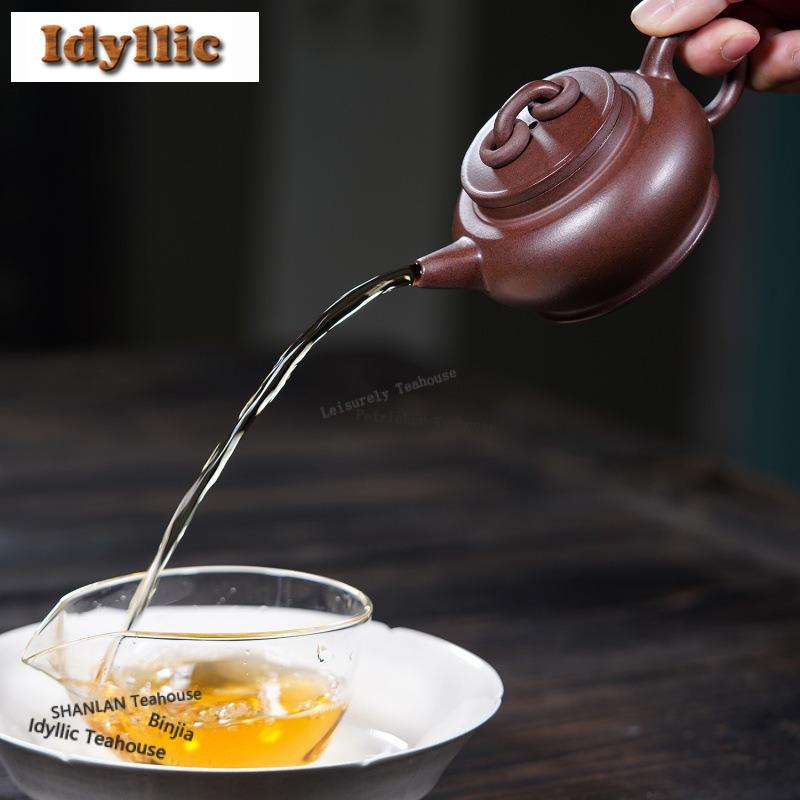 200ml Yixing Purple Clay Teapots Handmade Two-loop Exquisite Pot Raw Ore Black Star Mud Kettle Chinese Zisha Tea Set Cha Gifts