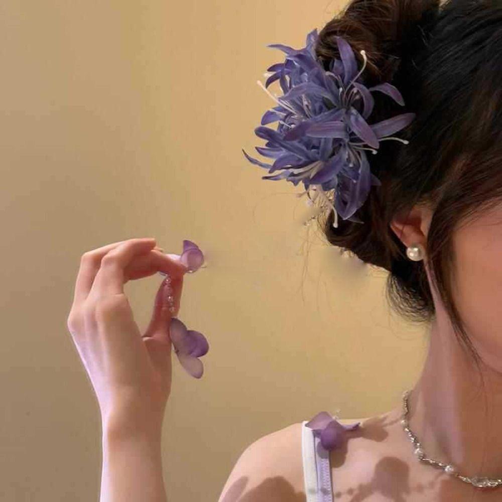 Equinox Flower Bianan Flower Hairpin Elegant Simulation Flower Grasp Clip Hair Claw  Hanfu