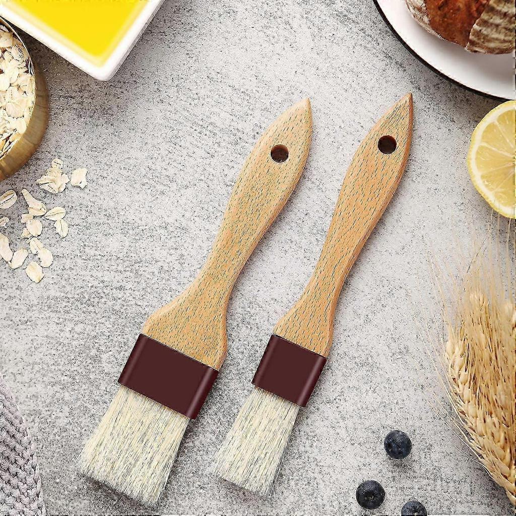 Pastry Brush Natural Bristle Basting Brush Kitchen Oil Brush with Beech Wooden Handle and Hanging Rope String