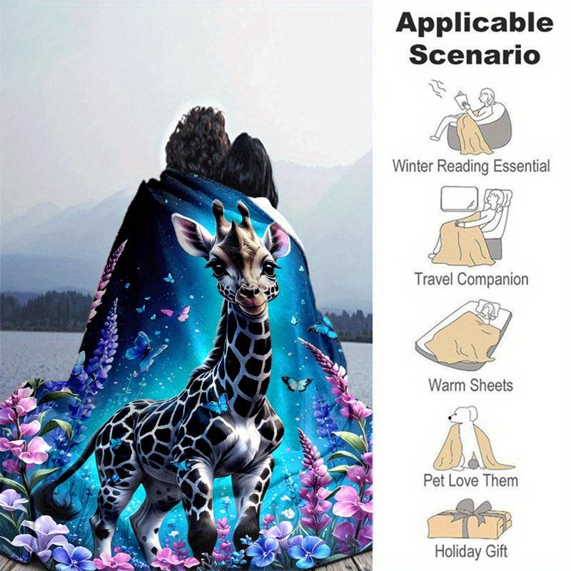 1pc Deer Printing Lightweight Flannel Blanket, Comfortable and Warm Blanket, for Camping Sofa Bed and Couch Office, Suitable for Gift Blanket