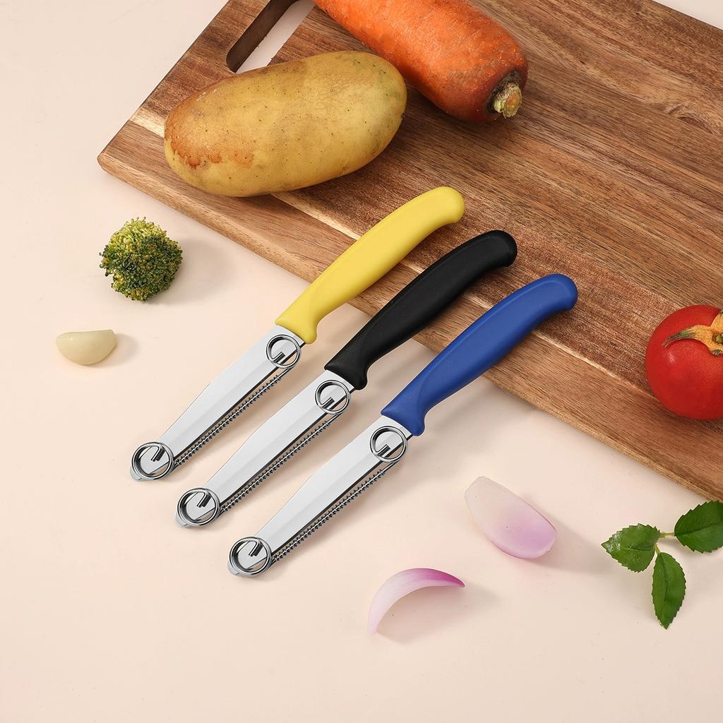 2-in-1 Stainless Steel Peeler with Spring Hand Guard, Adjustable Thick & Thin Slicer, Multi-Function Fruit Vegetable Peeler for Kitchen