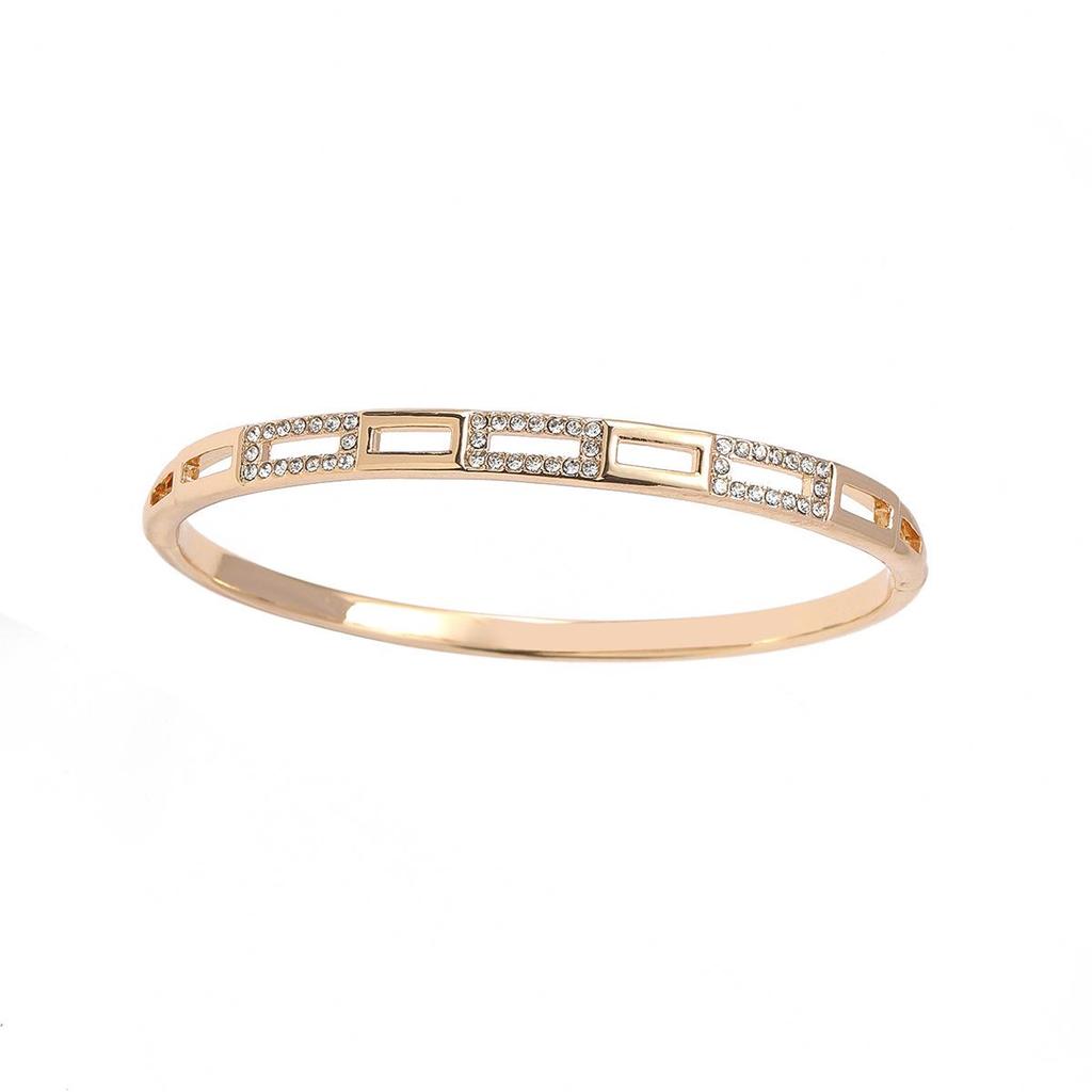 Autumn Hollow Design Diamond-Set Square Bangle: Women's Versatile Openable Bracelet