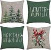 Color Life Merry Christmas Tree Hello Winter Green Pillowcase Spruce Holiday Cushion Cover Sofa Decoration 40X40Cm