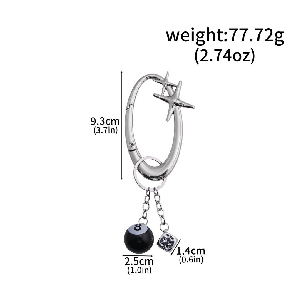 Fashionable Irregular Shape Dice Billiard Bag Pendant Metal Keychain - Hot Selling