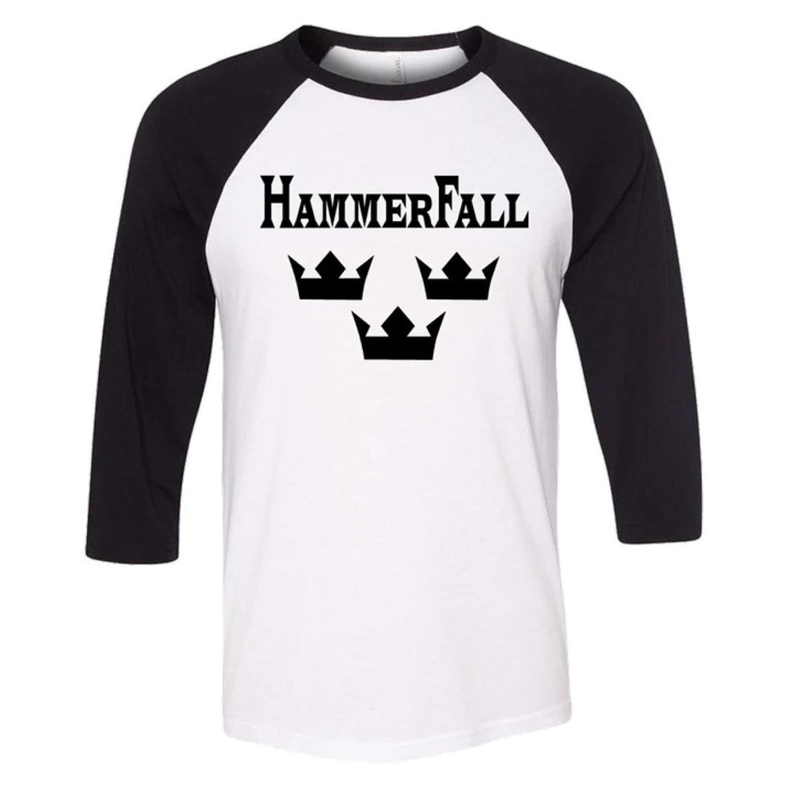 HAMMERFALL cd lgo 3 CROWNS Official RAGLAN SHIRT LRG New brave legacy renegade M