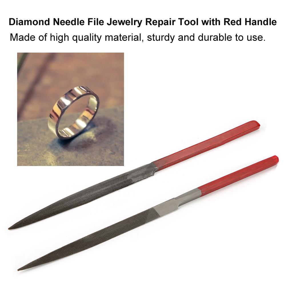 Diamantfeile Ring Schmuckformung Schnitzwerkzeug Reparaturwerkzeug mit rotem Griff