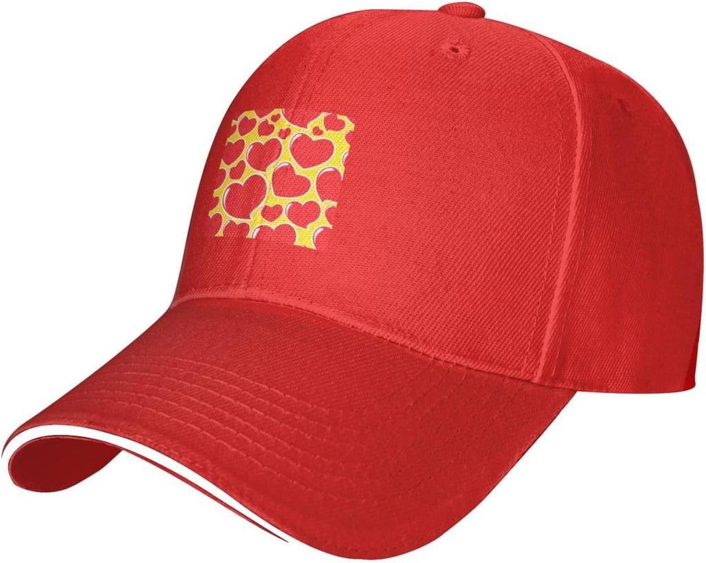 Love Heart Seamless Pattern Baseball Cap Polyester Sun Protection Casual Adjustable Hats for Unisex