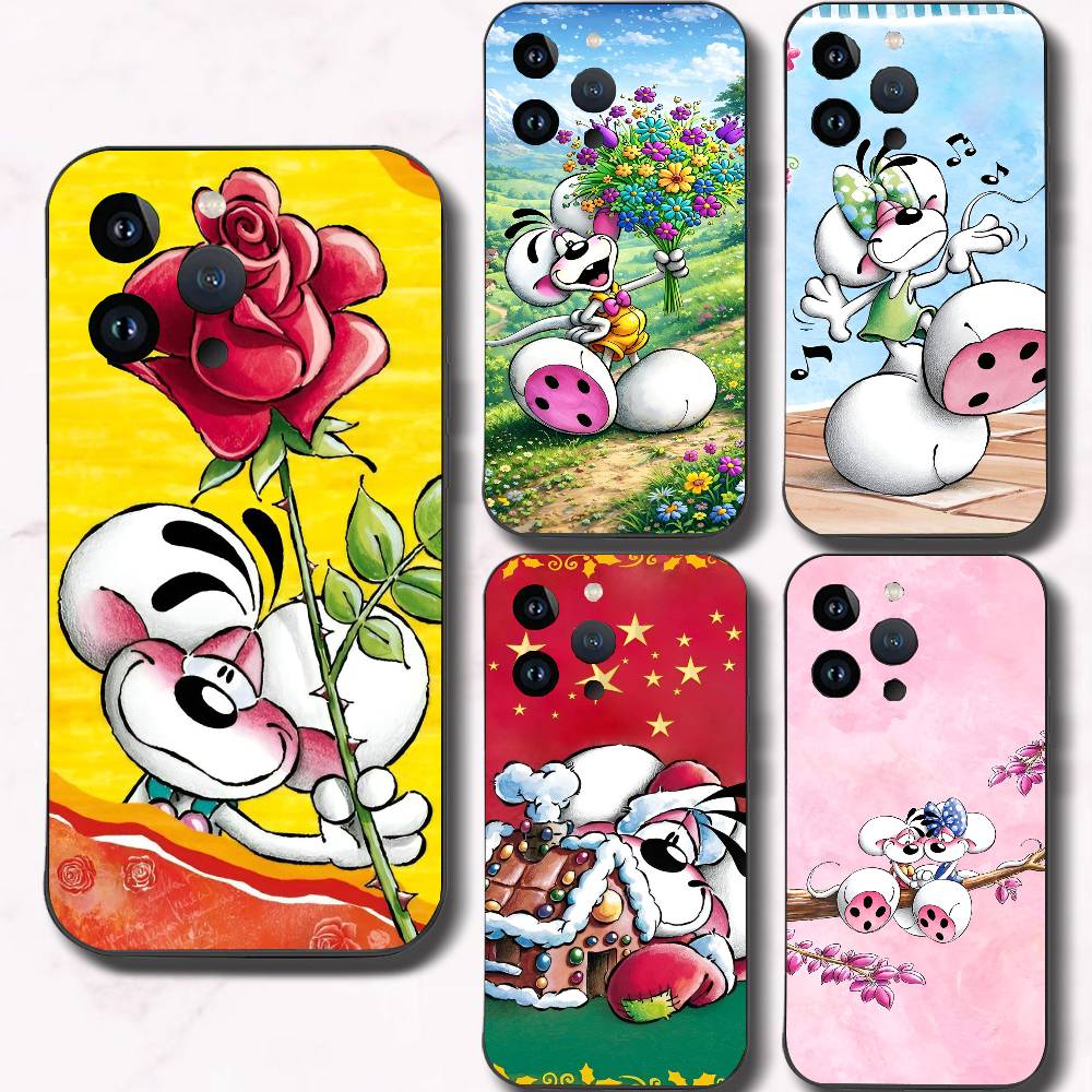 Cartoon D-Diddl Phone Case Black Silicone Soft Shell For IPhone 17 16 15 14 13 12 11 Air Pro Max Plus Hot Sale