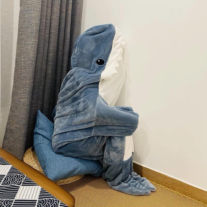 Shark-themed Sleeping Bags, Adult Hoodies, Flannel Loungewear, One-piece Pajamas, and Blankets