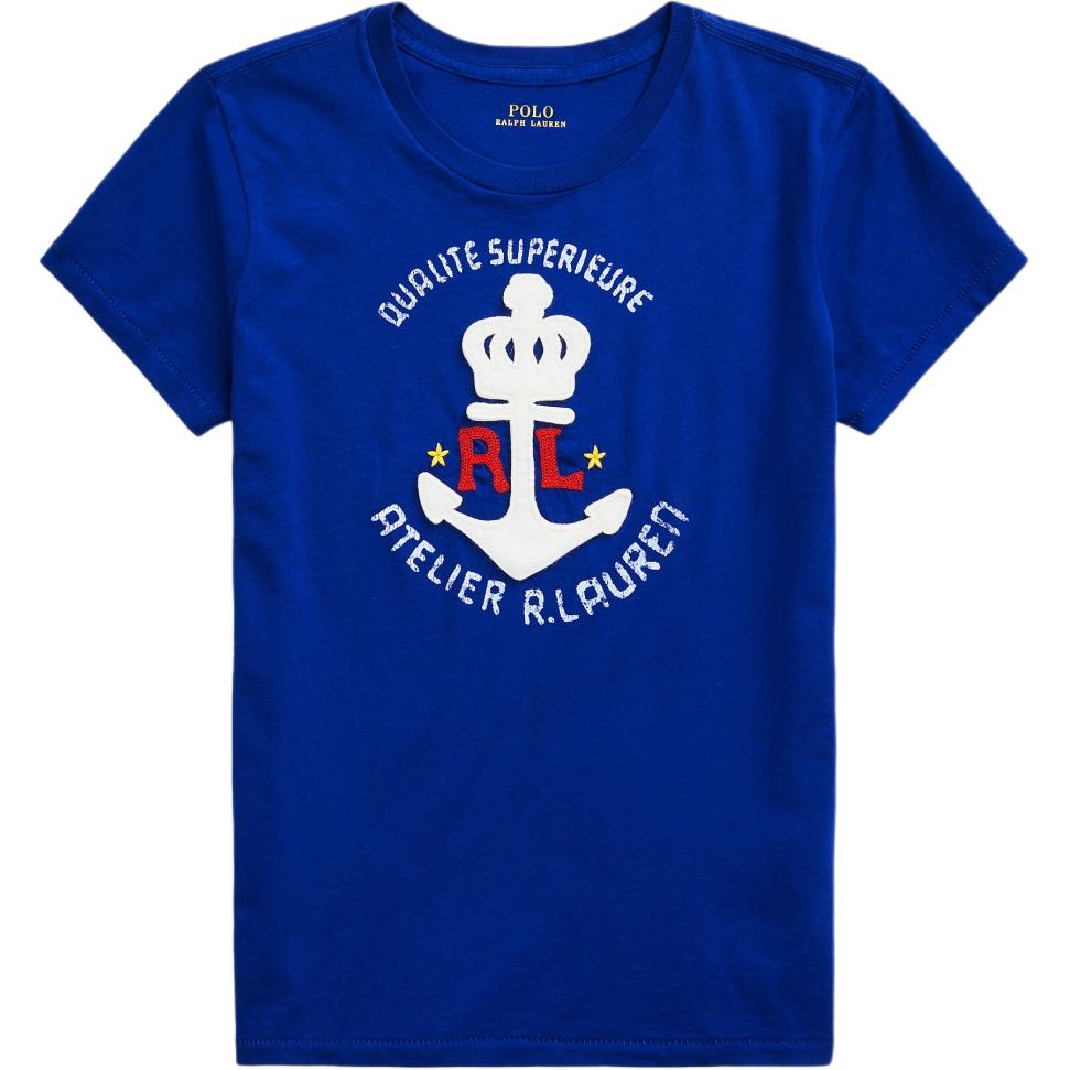

Polo Ralph Lauren Ss25 Anchor Pattern Nautical Print Cotton Short Sleeve Regular T-Shirt Classic Edition Women tops 211838129-001 XS