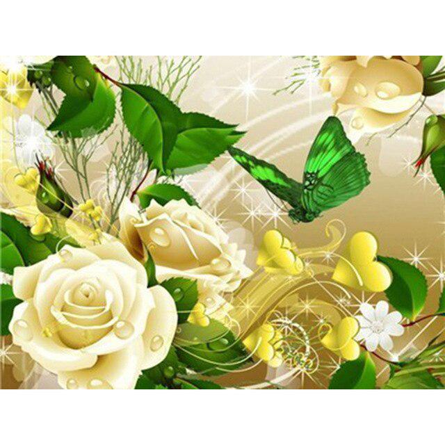 DIY 5D Diamant Malerei Schmetterling Blume voller runder Strass Tier Mosaik Kreuzstich