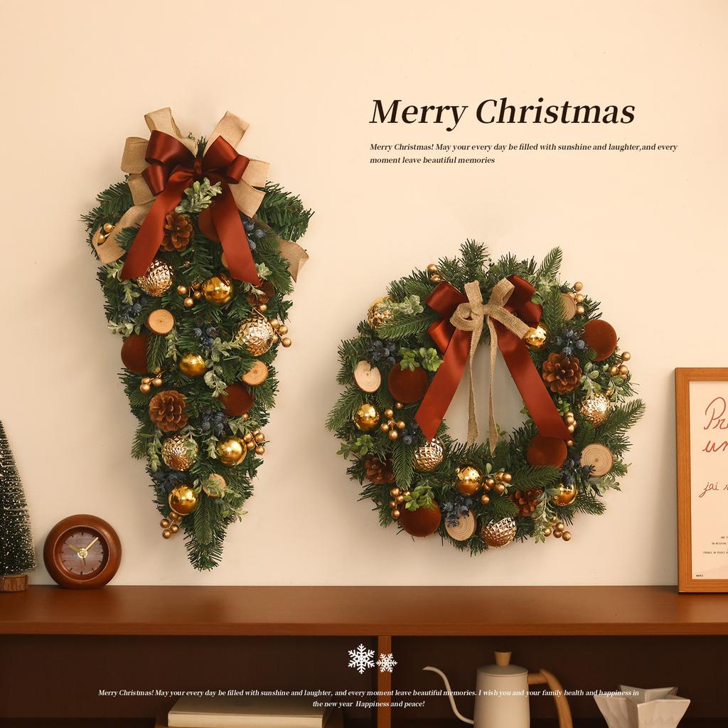 Christmas Decoration Wreath Pendant Photo Decoration Scene Arrangement Rattan Christmas Tree Pendant Peripheral Wall Hanging Door Hanging