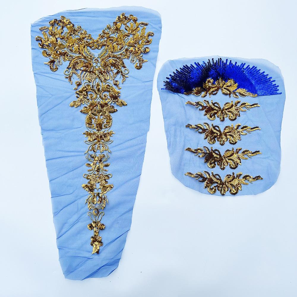 DIY Sequined Embroidery Patches Sequin Embroidery Lace Appliques Net Yarn Sequins Applique Wedding