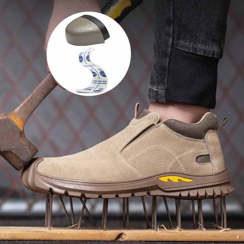 Oulylan Outdoor Anti-puncture Labor Shoes Steel Toe Anti Smash Work Sneakers Wear Resistant Lightweight Safety Boots for Men