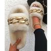 Fashion 2025 women Summer Women House Slippers Faux Fur Warm Flat Shoes Female Slip on Home Furry Ladies Slippers Size 36-43 Wholesale