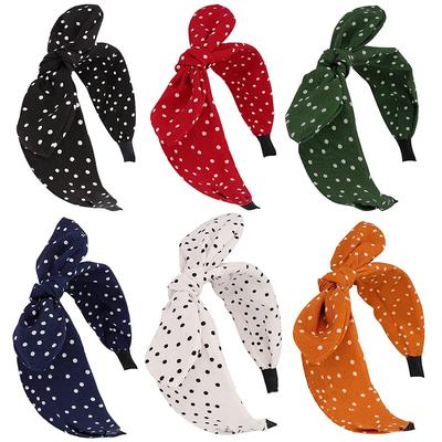 Damen Tupfenmuster Chiffon Knoten Stirnbänder Hasenknoten Reifen Modeaccessoire für Damen Mädchen Shopping Reise