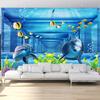 3D Sea World Dolphin Wallpapers For Kids Room TV Background Home Decor 3d Large Mural
