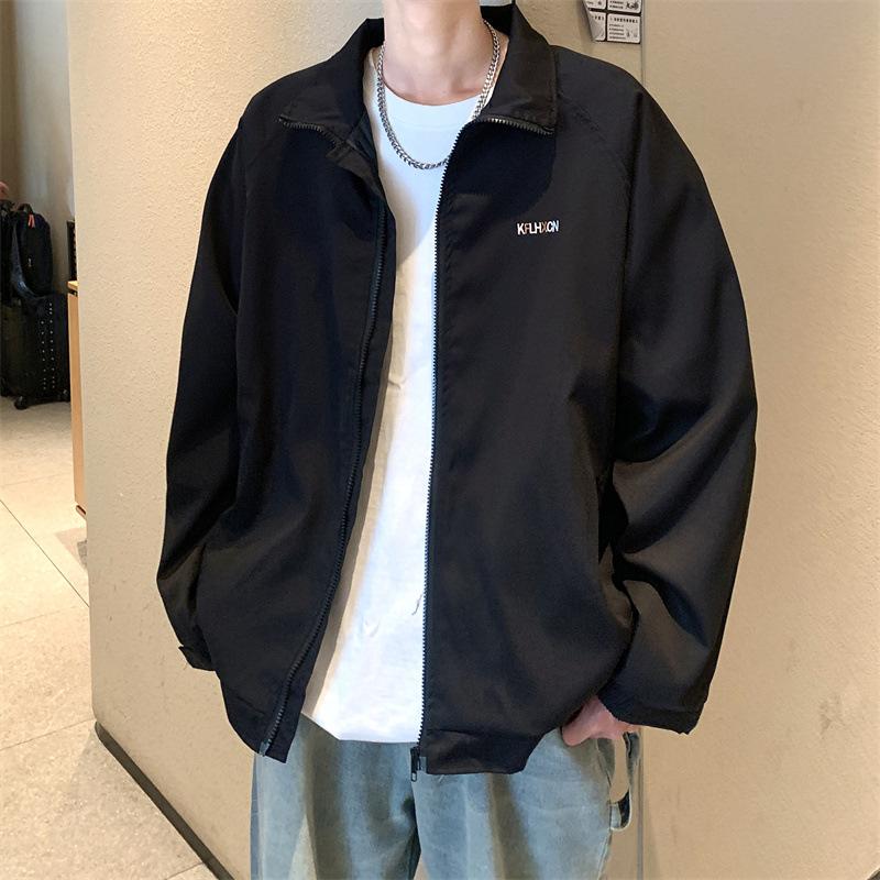 

Hong Kong Style New Casual Jacket Men s Spring and Autumn Korean Style Trendy Embroidered Simple Jacket Loose Top 3XL