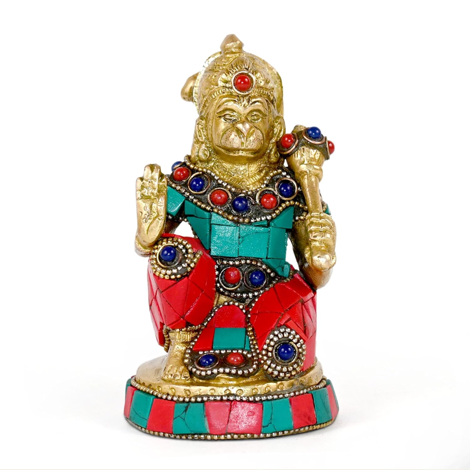 God Brass Idol Lord Hanuman Ji Murti, Handcrafted Showpiece, Religious Idol