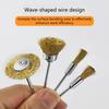 3Pcs Mini Coppers Wire Brushes For Electric Grinders 2.35mm Shank Rusts Removal T Type Pen Type Bowl Type Design