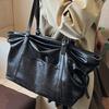 Dark Large Capacity Shoulder Bag PU Leather Tote Solid Color Crossbody Purse Classic Design Casual Style Women Daily Use Bag