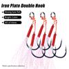 5pcs/lot Fishing Hook Metal Cast Jigs Assist Hook Barbed Single Jig Hooks Thread Feather Pesca High Carbon Steel