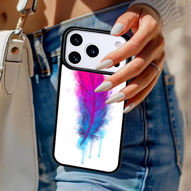 Aquarell Feder Muster Design Handyhülle Für iPhone 17 Air 14 15 13 12 Max Hülle Für Apple 16e 11 Pro Max Plus Coque