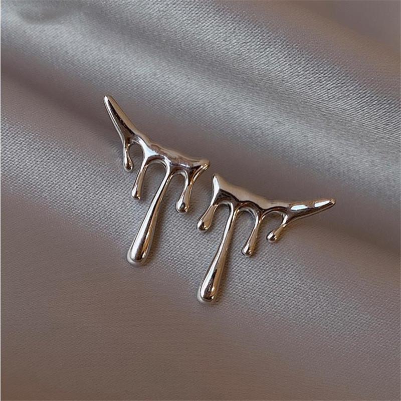 Silver Alloy Trendy Womens Asymmetric Earrings Geometric Design Fashion