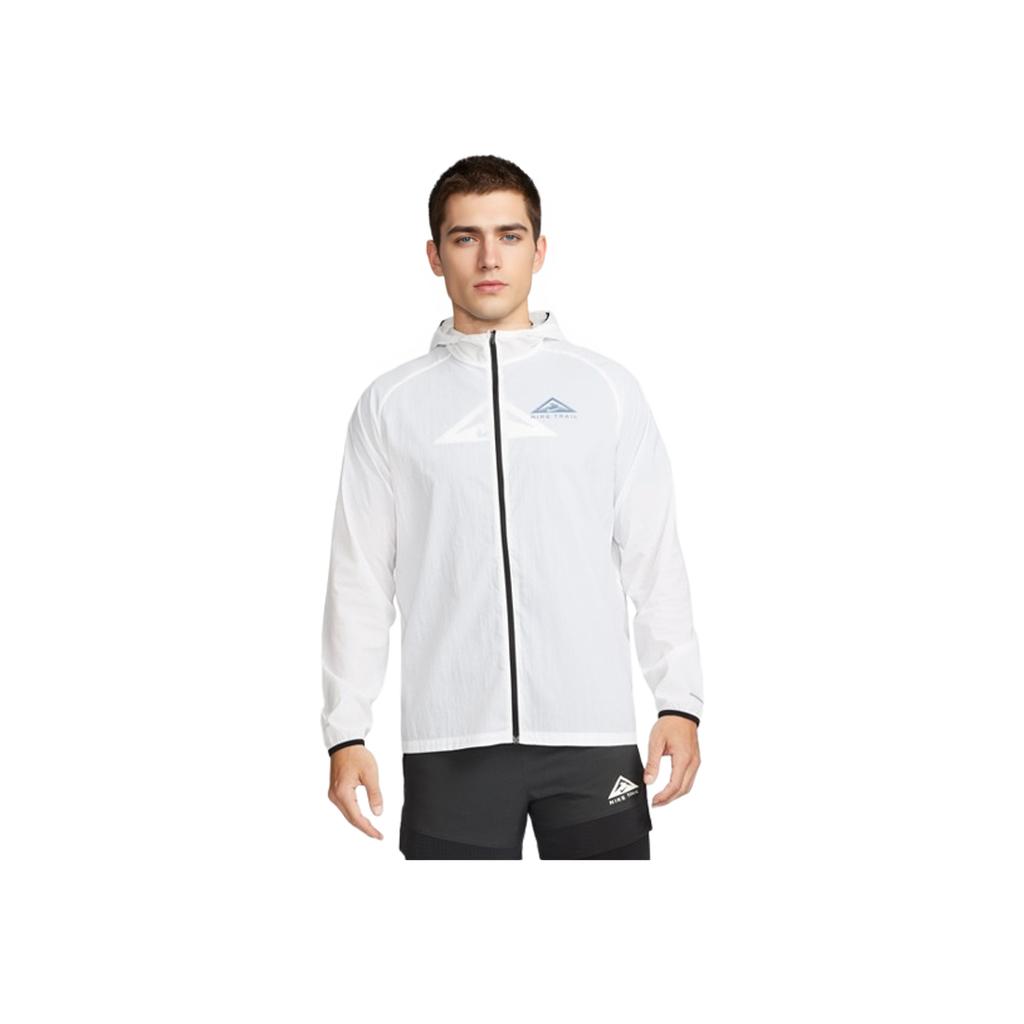 Nike Trail Aireez Solid Color Logo Zip-Up Long Sleeve Jacket Men Jackets White DX6884-100