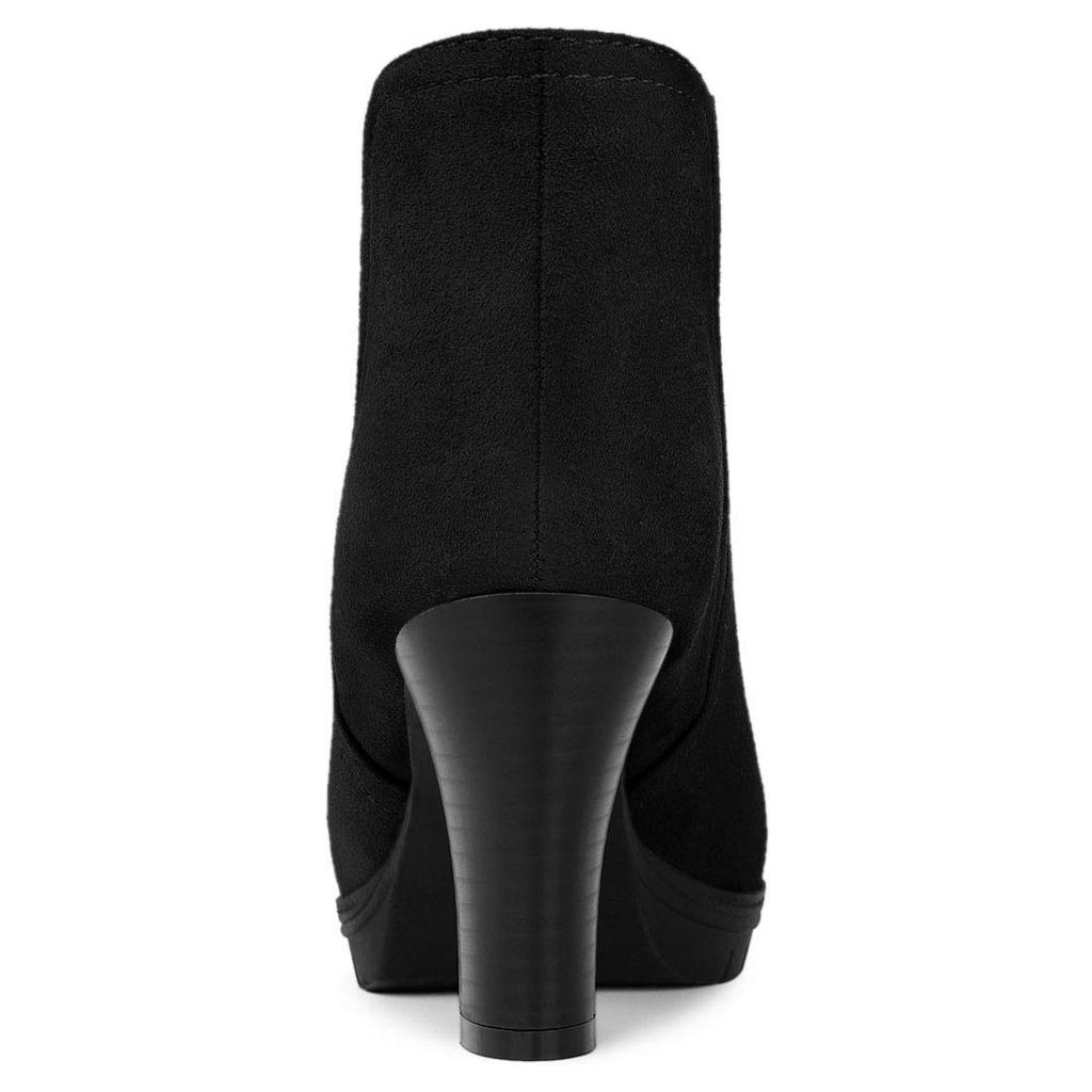 Allegra K Women's Leopard Print Chelsea Boots with Round Toe, Block Heel, and Platform, Black, Size 27.0cm