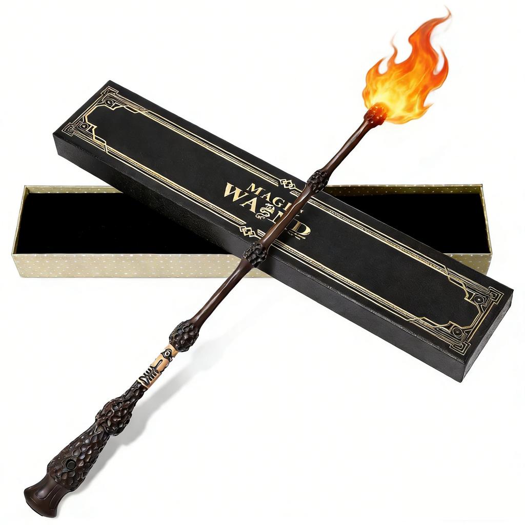 Dumbledore Magic Wand 38cm Fire-Spitting Wand Resin Construction Flame Effects Role Play Collector Item Ergonomic Design
