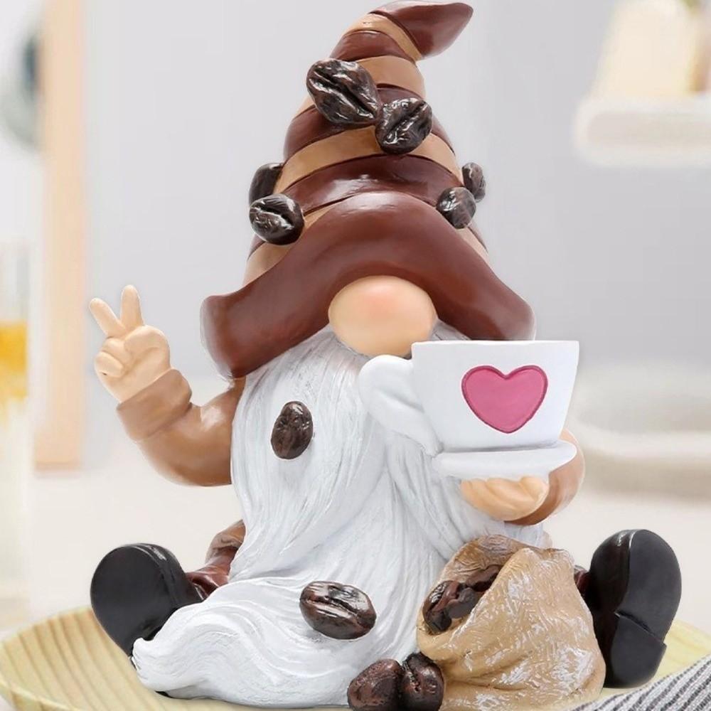 1/3PCS Gifts Handmade Coffee Gnome Coffee Theme Resin Dwarf Figurine Christmas Ornament Coffee Mini Desktop Decor
