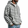 Men S Striped Half Zip Hoodie Long Sleeve Casual Loose Fit Kangaroo Pocket Sweatshirt