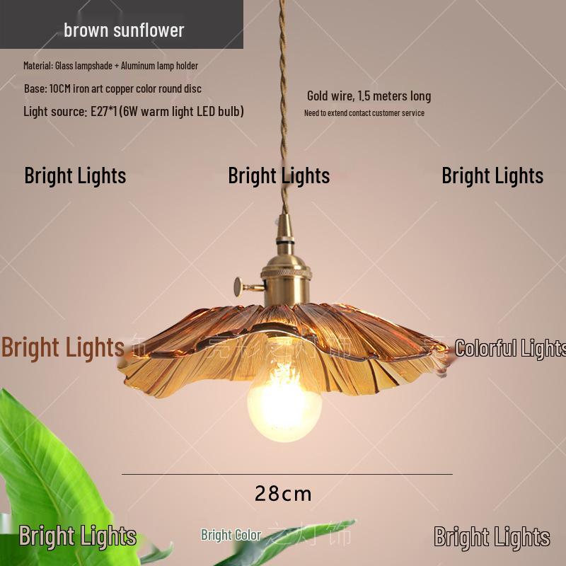 Nordic Minimalist Glass Lotus Leaf Pendant Light for Entryway, Balcony, or Bedside.