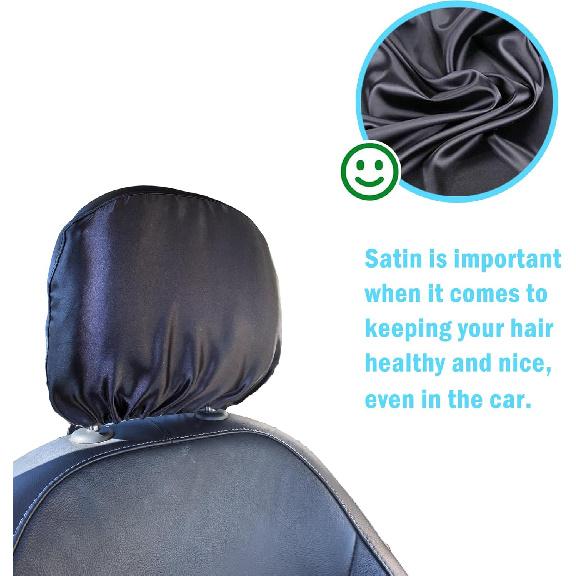 2 Pcs Satin Car Headrest Cover For Women Haircare Soft Satin Car Head Rest Cover For Hair Protection Satin Cover For Headrest, Reusable And