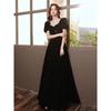 Black evening dress women's 1011 new summer banquet temperament socialite French annual meeting art test host dress