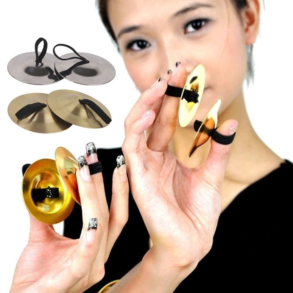 2Pcs Portable Belly Dance Cymbal Mini Finger Dial Pads Percussion Instrument  Education Props